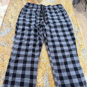 Grey and black plaid loungewear pants